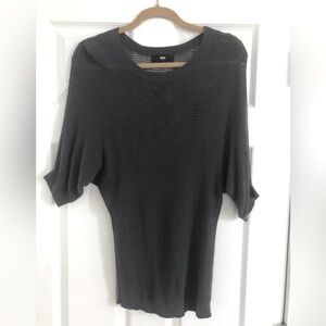 Mossimo Grey Scoop Neck Cropped Sleeve Cotton Blend Mesh Sweater Top  Sz XS